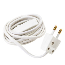 Kabelsett med bryter og plugg hvit 2 meter